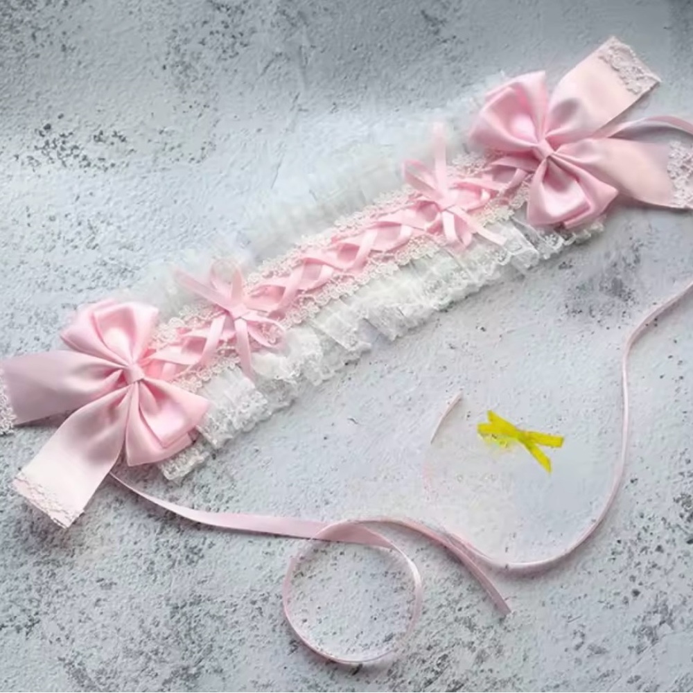 Pink and White Lace Headband